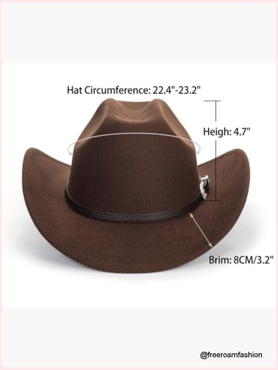 Classic Felt Cowboy Hat with Buckle Belt, Wide Brim, Adjustable main image 5